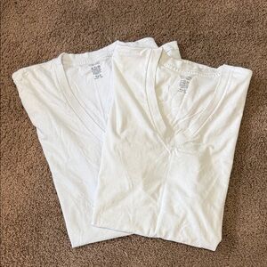 Stafford Classic White V-Neck Short Sleeve Tees